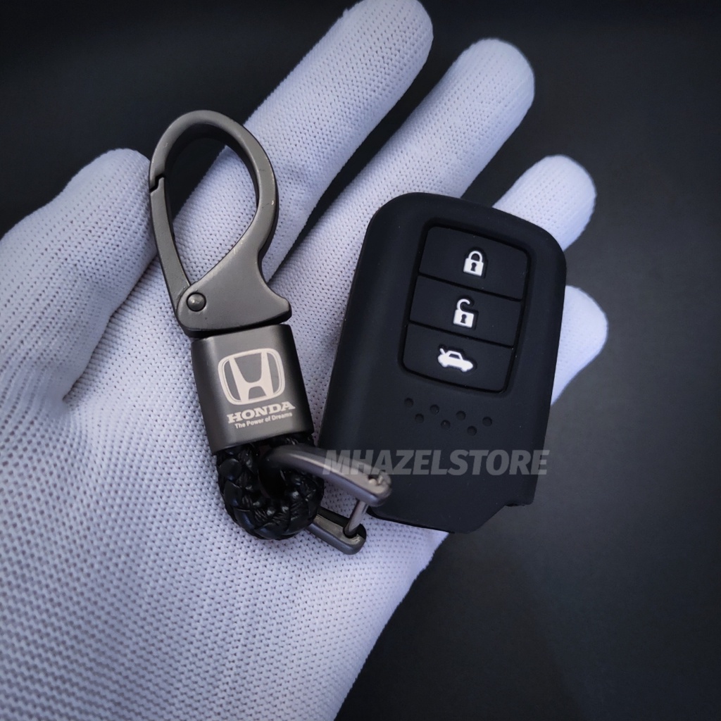 Gantungan kunci kulit sarung remote keyless cover casing MOBIL HONDA ALL NEW BRV CRV CITY HATCHBACK ACCORD WRV logo model anyam