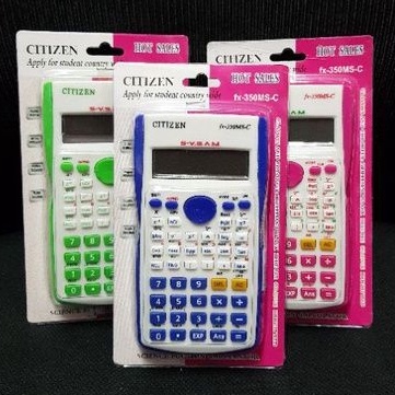 KALKULATOR scientific CITIZEN CT-350MS calculator ilmiah sekolah sin cos tan 2 line display pink biru hijau