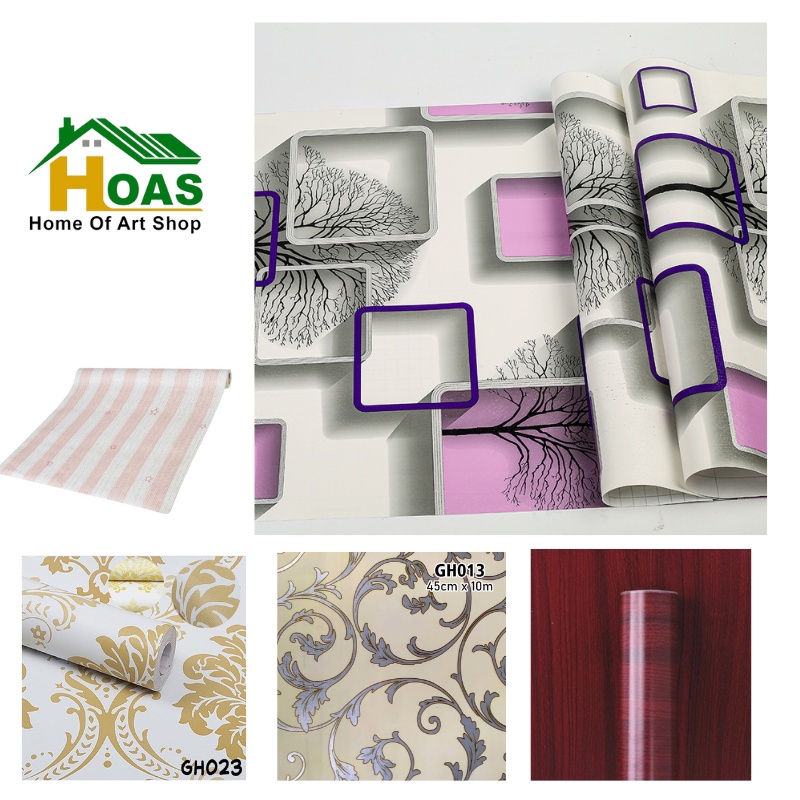 Hoas Wallpaper Dinding Elegan Wallpaper Stiker Ukuran 45 cm x 5 meter