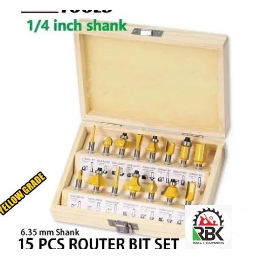 Mata profil Router bit set trimmer 1/4" wood milling cutter set 15pc