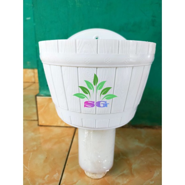 Pot tanaman pot dinding pot hiasan dinding motif gentong kayu pot hias tempel