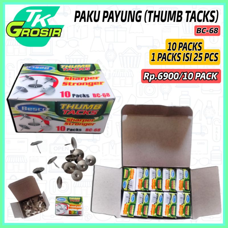 

10 kotak paku payung/pines thumb tacks/paku tindis termurah