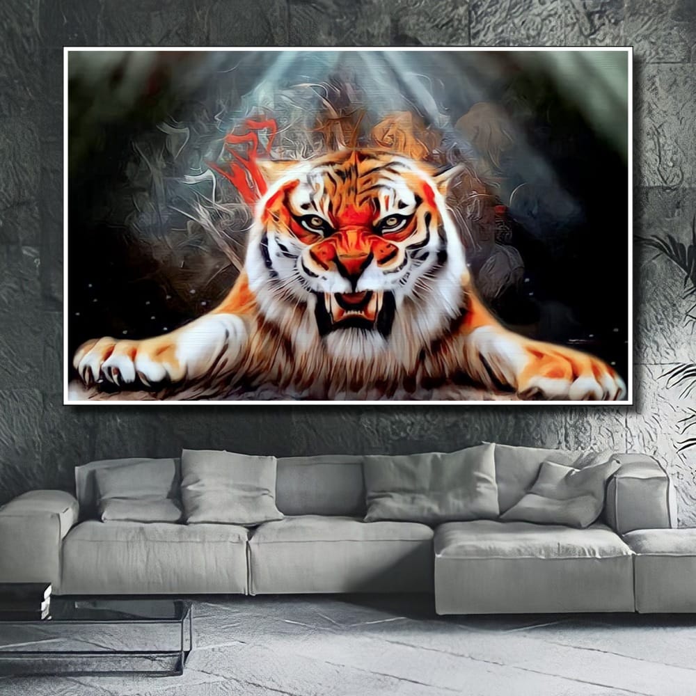 Hiasan Dinding Poster Gambar Harimau Xtra Jumbo Besar Best seller Ukuran 100x70cm 150x100cm 200x100c