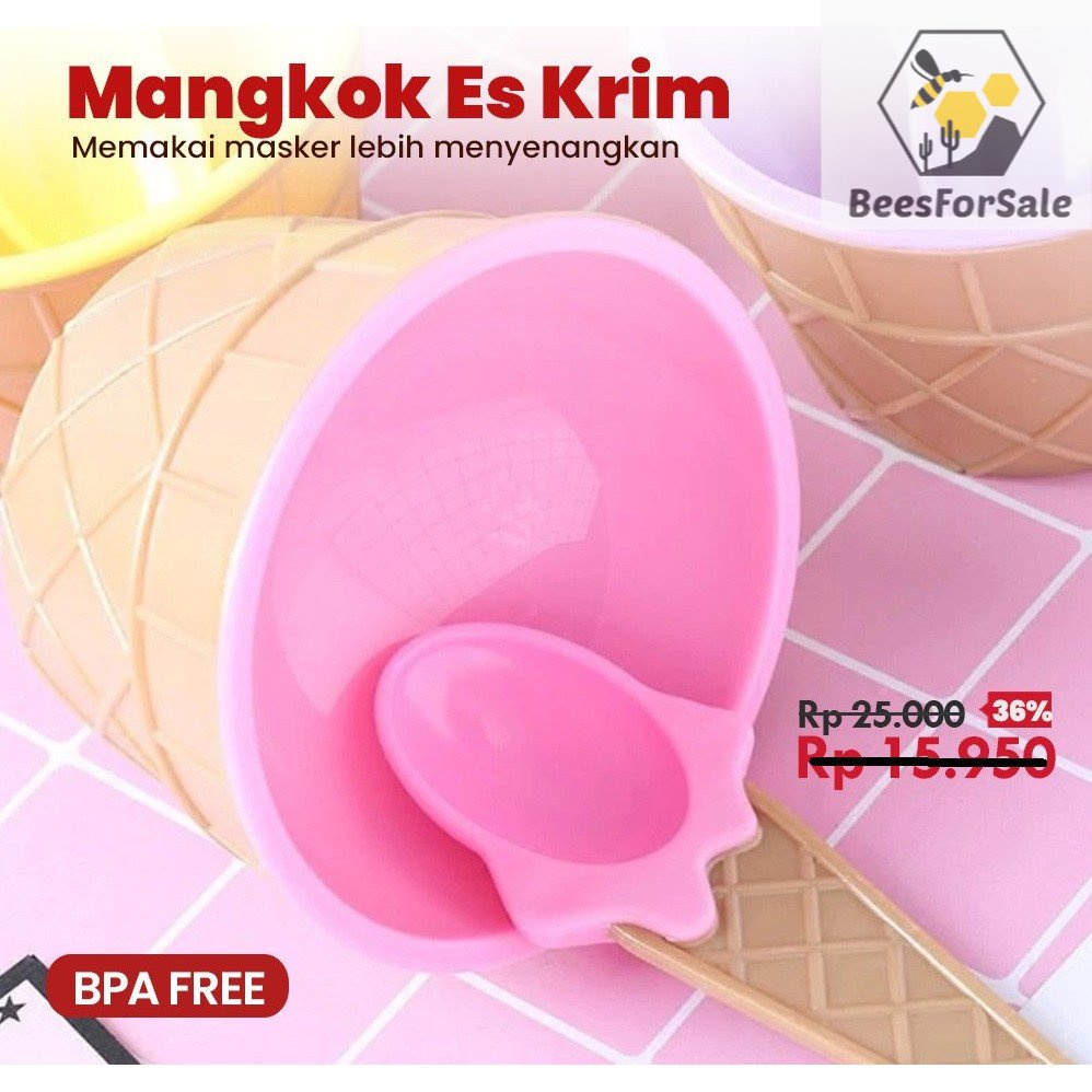 Mangkok Es Krim Mangkuk 1041 Cemilan Ice Cream Bowl Set Mangkok Sendok mangkok masker