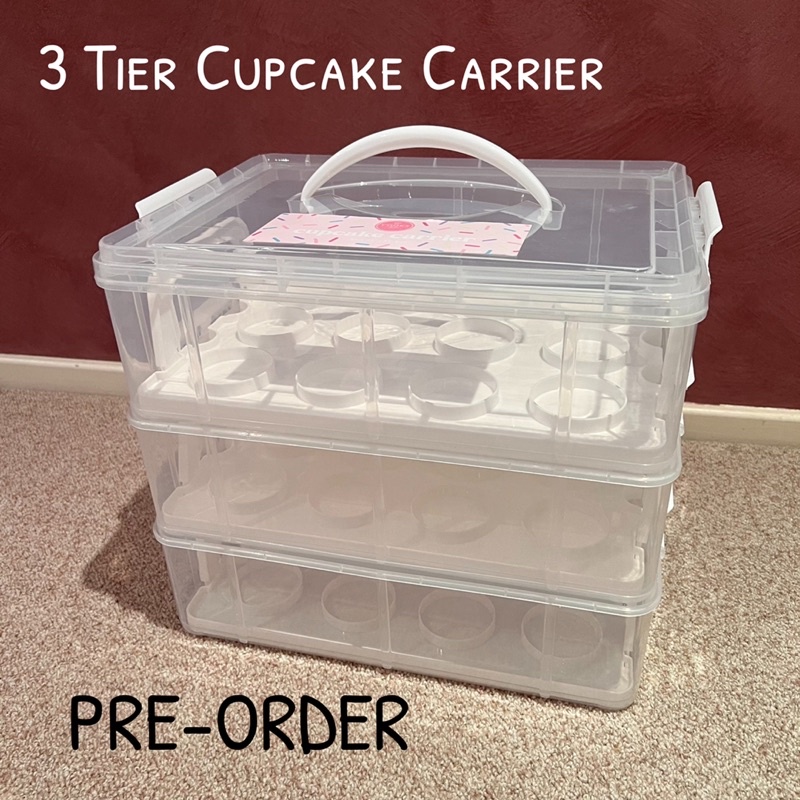 Jual 3 Tier Cupcake Carrier, 36 Cupcake Holder, Kontainer/Tempat