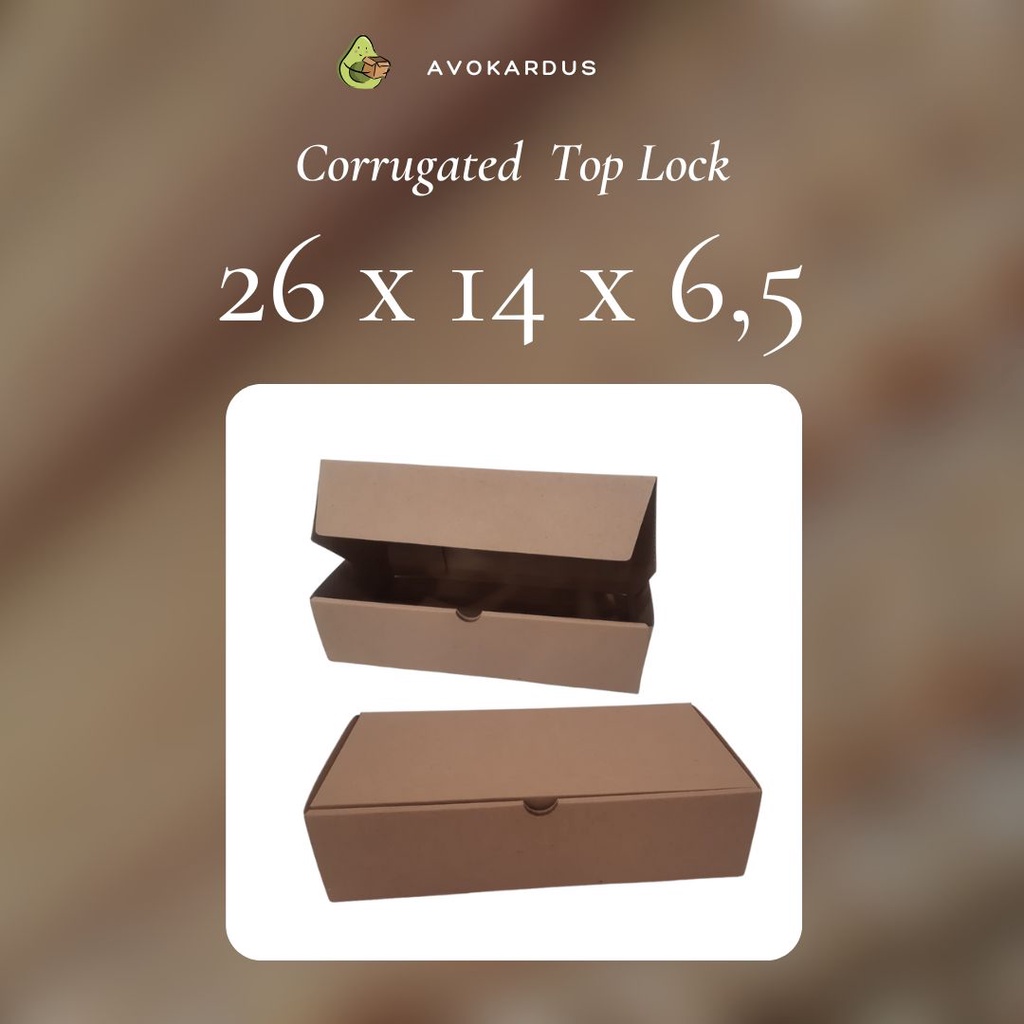 

Kardus Corrugated Die Cut 26x14x6,5 Top Lock Kotak Dus