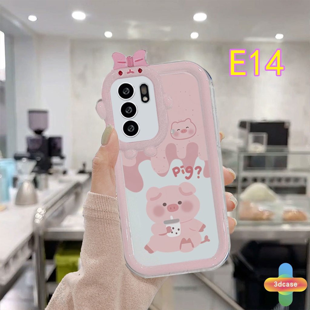 Case OPPO A16 A95 A57 A55 A7 A15 A54 A5S A3S A56 A76 A96 A77S A5 A9 A31 A53 A33 2020 A12 A1K A16E A16K A54S Reno 5 Lite 5F A74 A15S A52 A11K A92 A35 A11 A93 A32 A72 A94 A53S F19 F17 21 PRO A16S A77 A57S A57E Pink Piglet Little Monster Lens Anti-fall Case