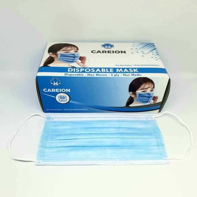 MASKER EARLOOP BIRU 3PLY isi 50 pcs