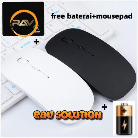 wireless Mouse  gaming 2.4G murah slim   FREE baterai+mousepad  - RAV SOLUTION