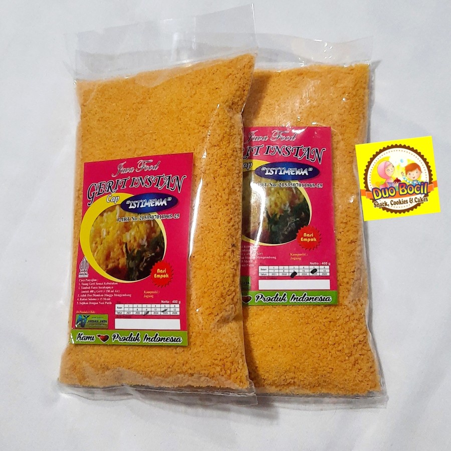 

Nasi Jagung Ampok Gerit Instant 400 Gram Khas Malang - Duo Bocil Snack