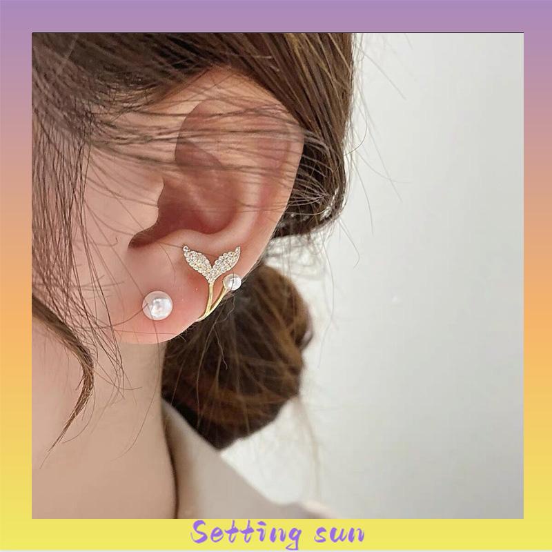 Anting Tusuk Motif Bunga daisy Hias Mutiara Imitasi simple Ala Korea Untuk Wanita TN