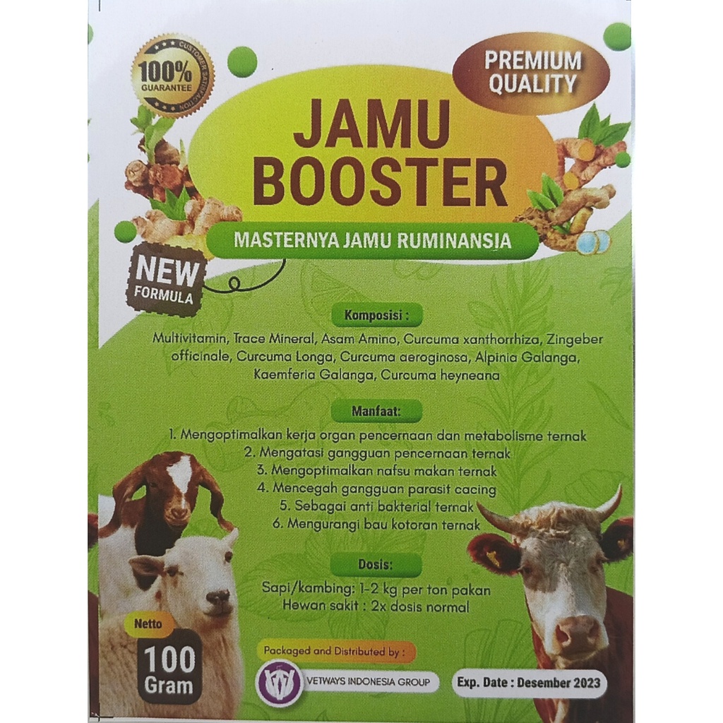 JAMU BOOSTER 500 gram | Jamu Herbal Penambah Nafsu Makan Hewan Ternak Sapi Kambing Domba | Jamu Sapi | Apoternak