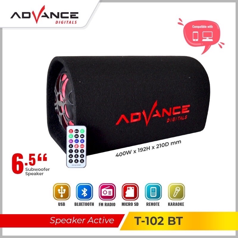 Speaker bluetooth 6,5" inch ac/dc advance t102bt t 102 bt
