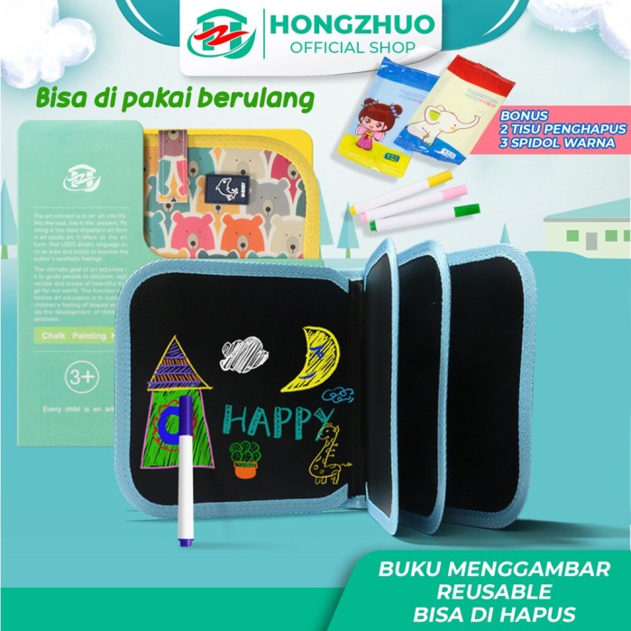 

[COD] Hongzhuo Reuseable Buku Gambar Portable 16 Halaman / Buku Papan Tulis - Panda, 2Cover+14Halama