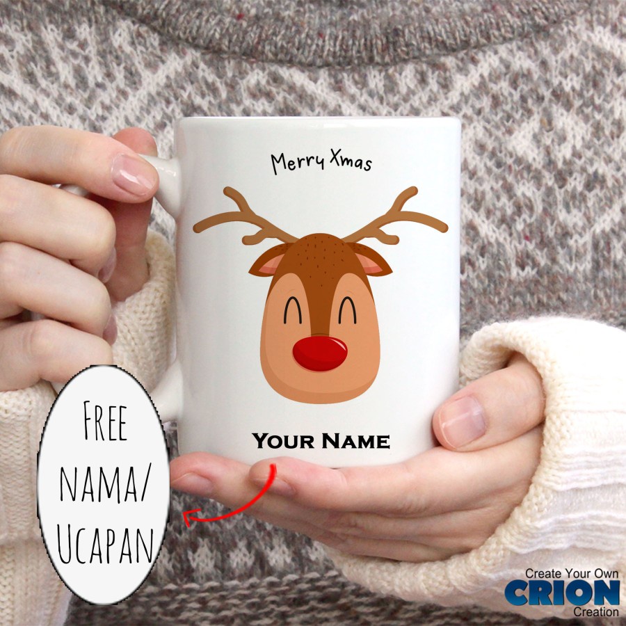 Mug Karakter Natal Christmas Hadiah / Kado / souvenir bisa custom Nama