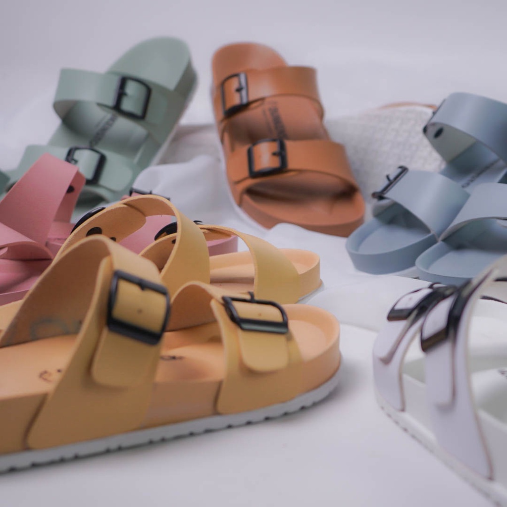 Dunkenstock BX Sandal slop wanita casual sandal selop cewek sol karet model birken gesper ban dua kekinian