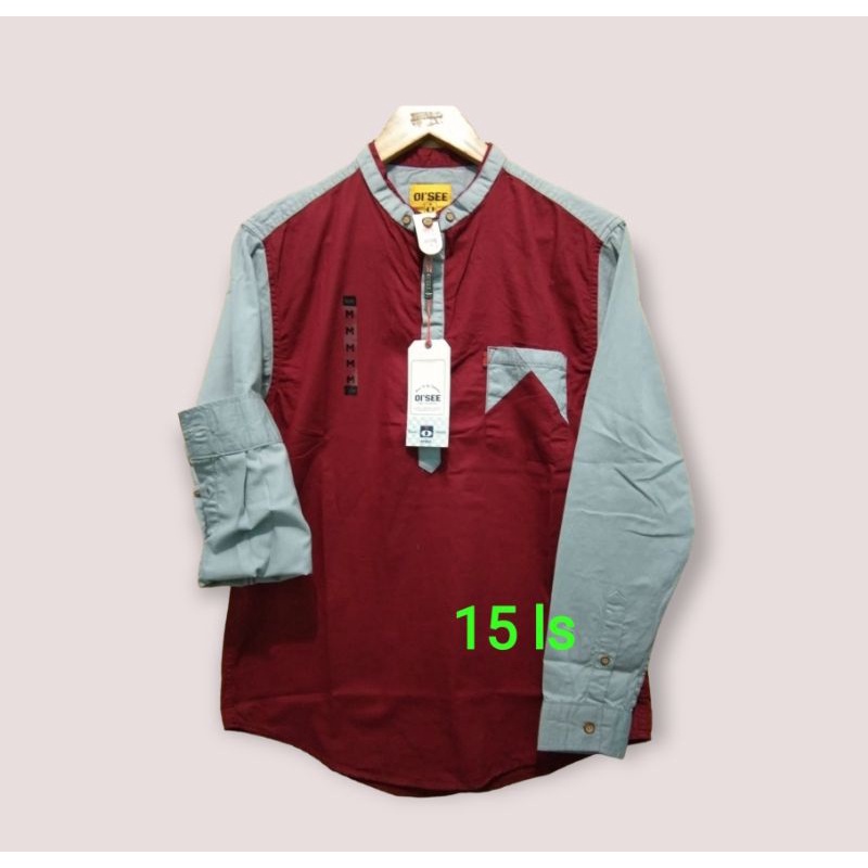 Kemeja Koko Kurta Dewasa Kombinasi Lengan Panjang