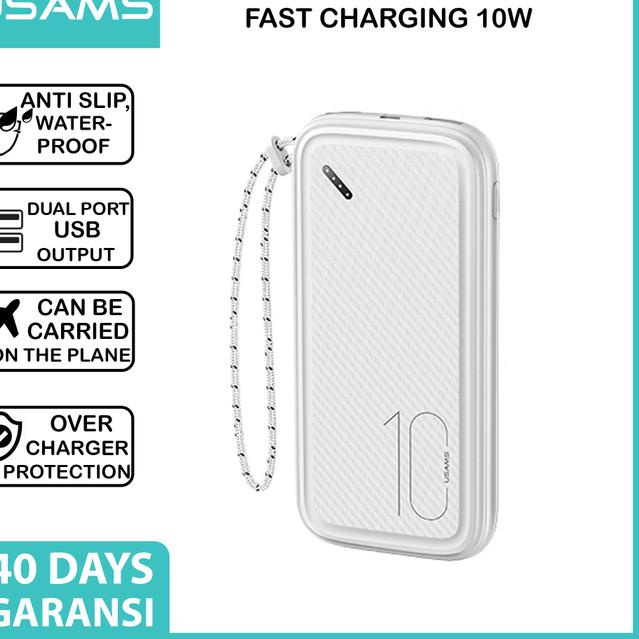 USAMS PB60 Power Bank 20000Mah Dual USB + PD FAST Charging 22.5W QC3.0 - CD150 WHITE10RB