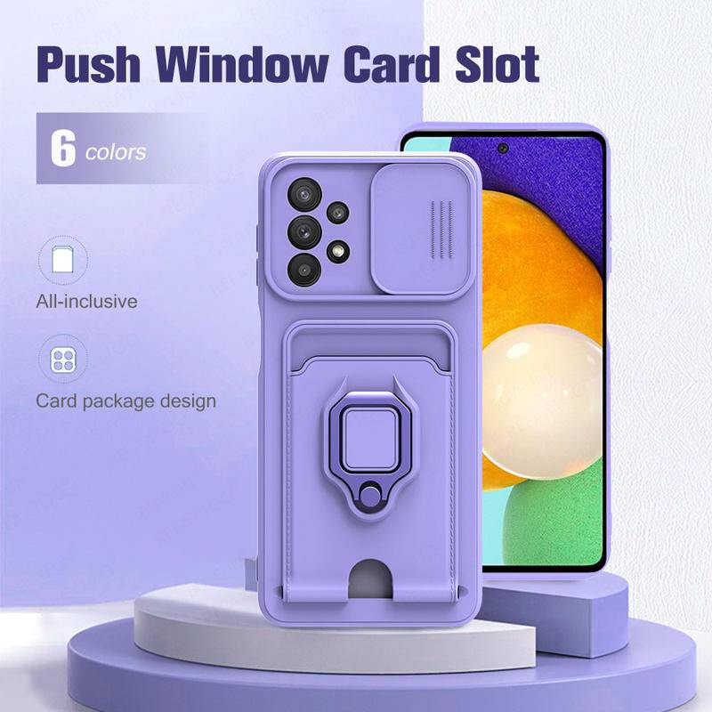 Case Pelindung Lensa Kamera Dengan Slot Kartu Magnetik Untuk Samsung Galaxy A52 A52s 4G 5G