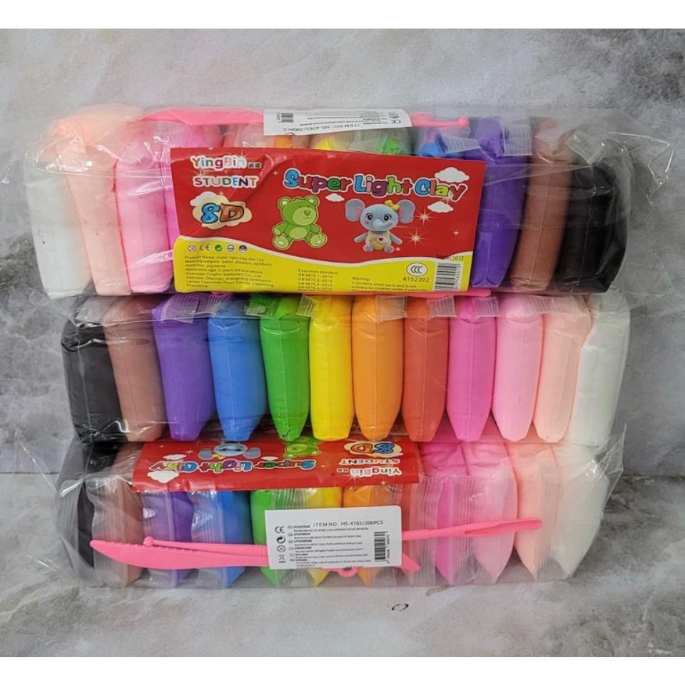 jm Clay Mainan Anak isi 12pcs / Mainan Edukasi Lilin anak / Polymer Clay 12 pcs / Mainan Anak clay isi 12 Warna