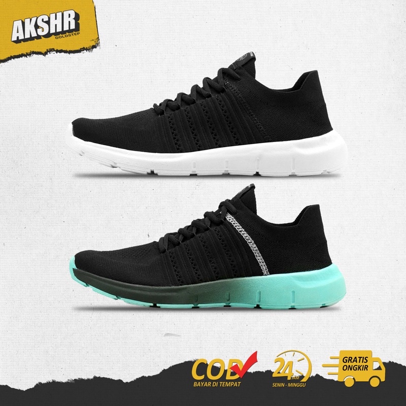 Sepatu NAH Project Flexknit V.3.0 Warna Carbon black / Mint Madness