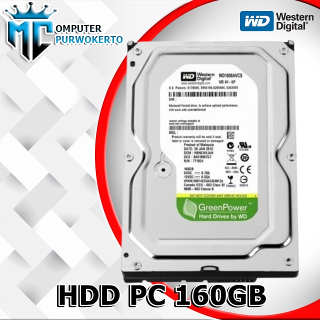 Hardisk internal PC 160GB SATA WD GREEN murah bergaransi