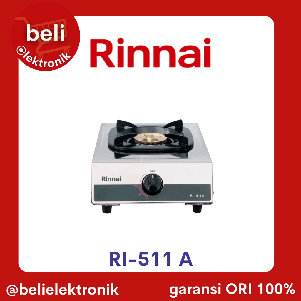 RINNAI Kompor Gas Stainless Satu (1) Tungku Api Besar RI-511A