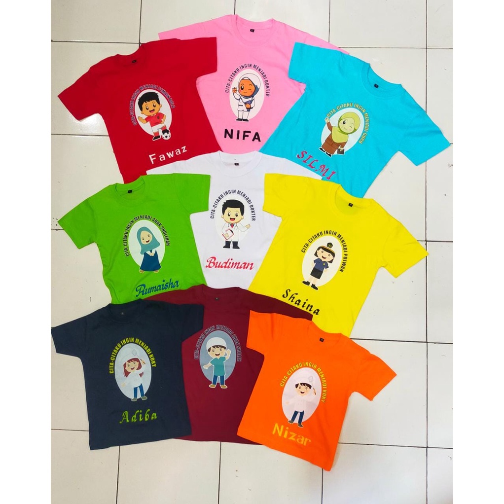 KAOS ANAK CITA CITAKU FREE CUSTOM BORDIR NAMA SUKA SUKA