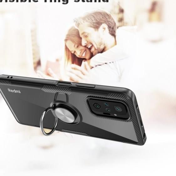 REDMI NOTE 10 / NOTE 10 PRO SOFT CASE CLEAR RING HOLDER VERUS SERIES - NOTE 10, Hitam