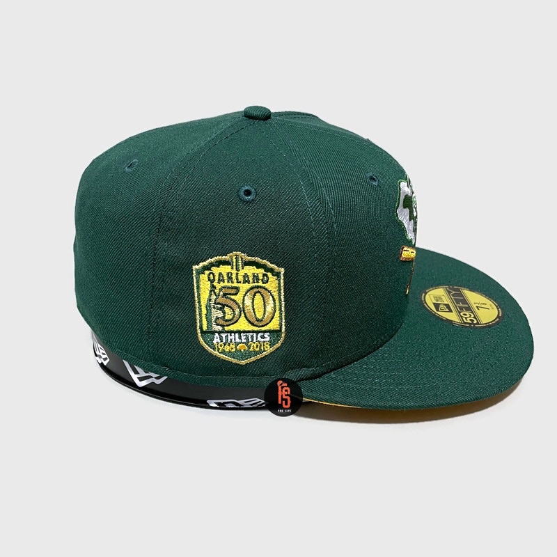 TOPI NEW ERA ORIGINAL 5950 50TH OAKLAND ATHLETICS DARK GREEN