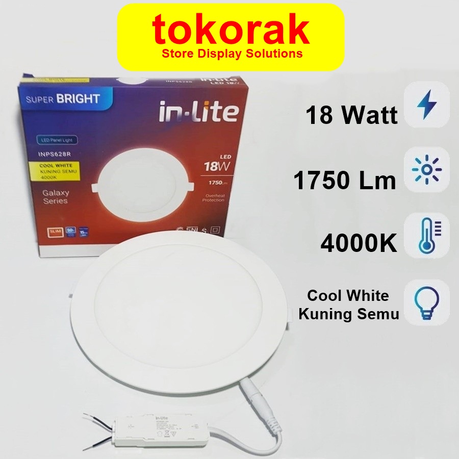 LED PANEL INBOW IN-LITE BULAT 18 WATT PUTIH DOWNLIGHT INLITE INPS628R