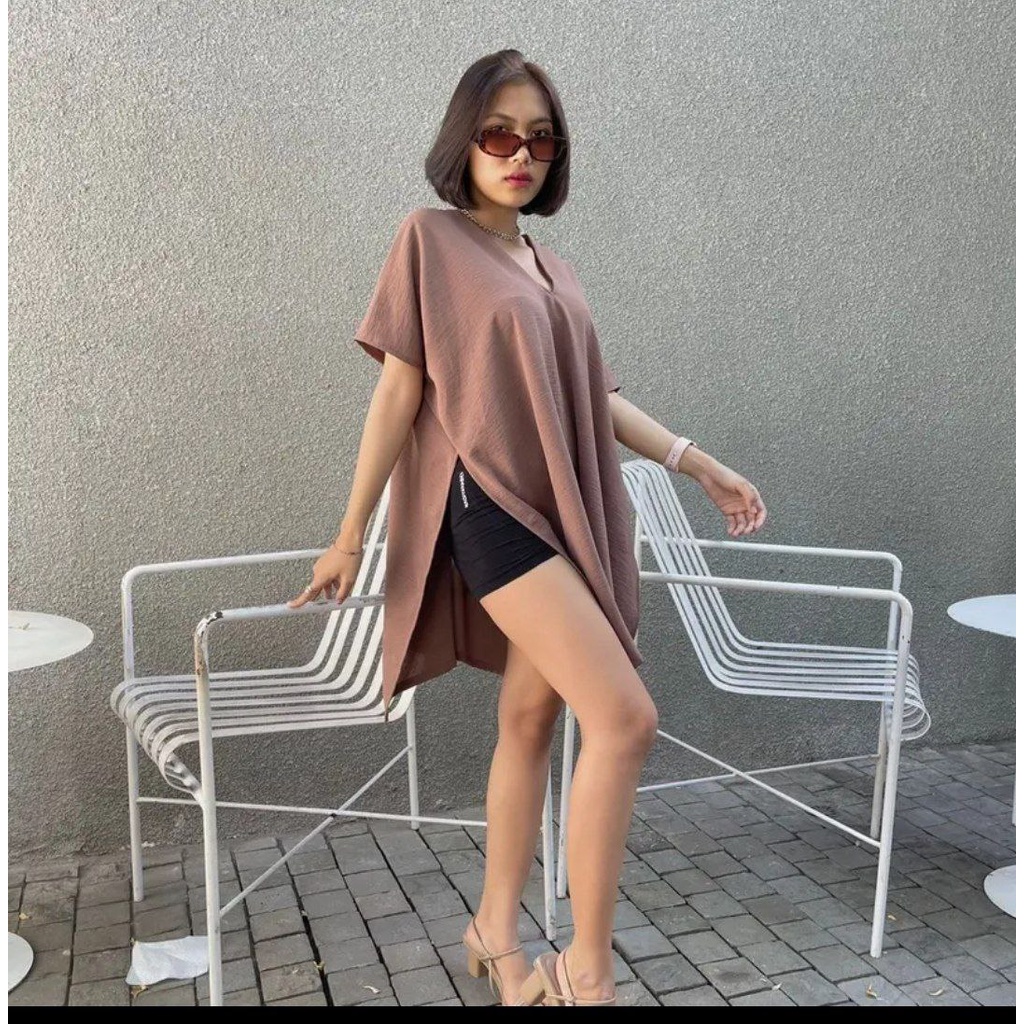 LONG SQUARE TOP ATASAN BLOUSE WANITA AIRFLOW CRINKLE ANTI LECEK AIR FLOW