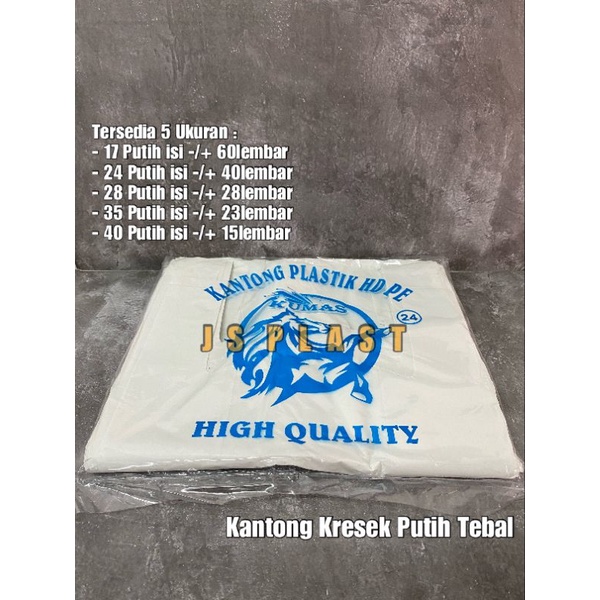 Jual Kantong Plastik Kresek Tebal Putih Ukuran 17 24 28 35 40 Kantong Kresek Kantong Plastik