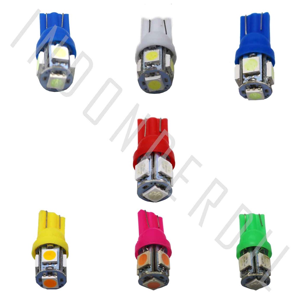 IND Onderdil Lampu T10-T 10 LED Diam Senja Sein-Sen-Riting-Ritting Colok-Tancap Jagung 5 Mata 4 Sisi Putih-Biru