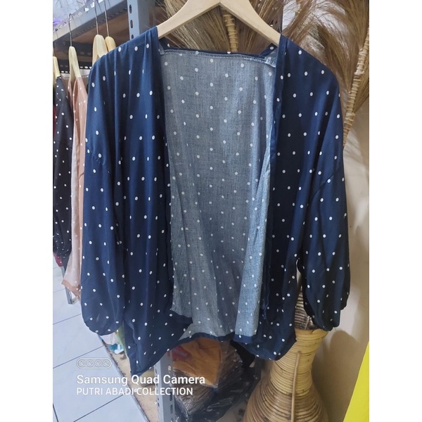 Outer Kiyowo Rayon Polka Outer Jumbo Bahan Rayon Fashion Wanita