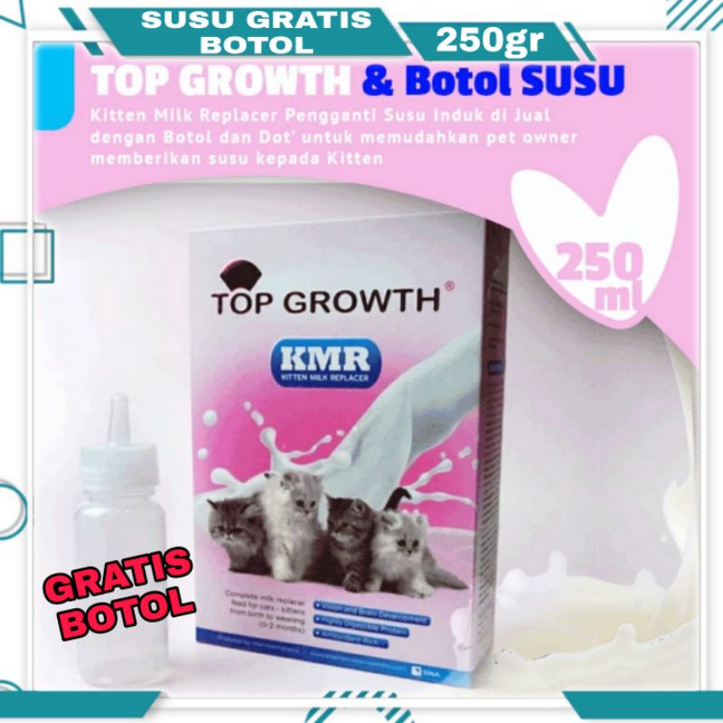 Susu Top Growth 250Gr GRATIS BOTOL Kitten Milk Replacer / Susu Kucing