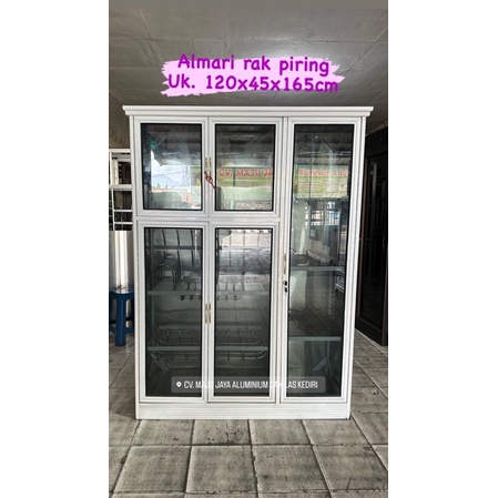 Almari rak piring 3 pintu bahan aluminium white khusus kediri