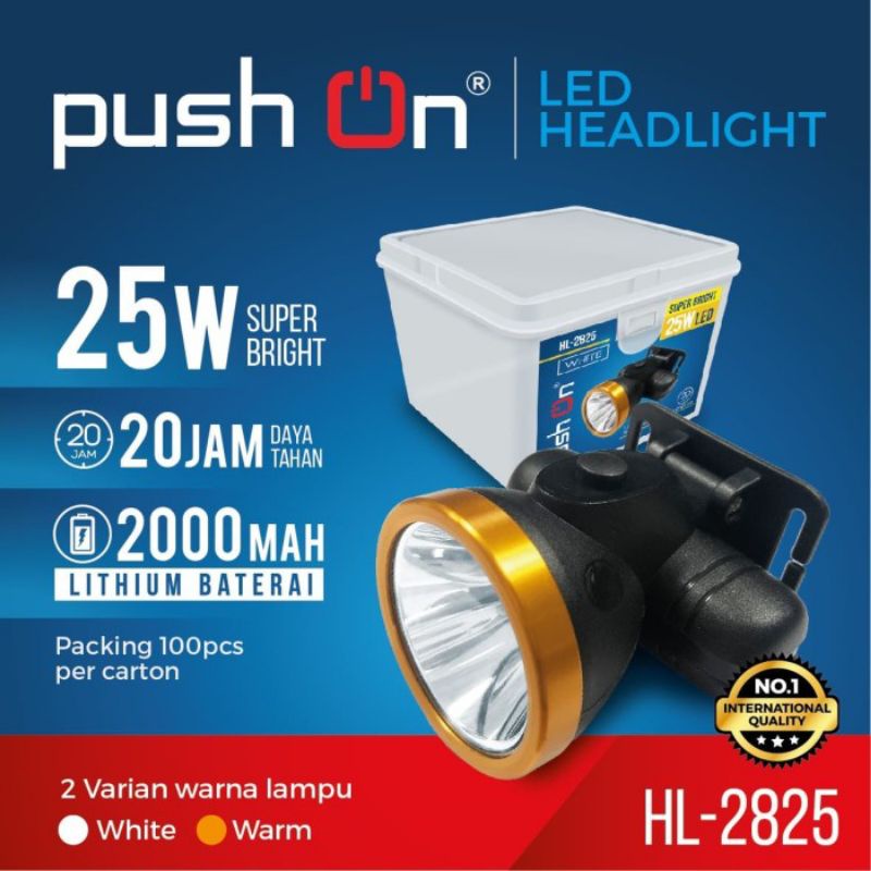 Senter kepala cahaya putih Push on HL-2825 25watt