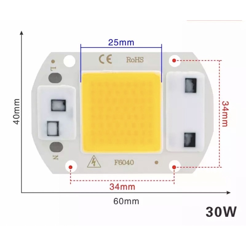 LED COB 30 W AC220V Lampu dengan SMART IC Driver Lampu Sorot warna putih Lampu LED