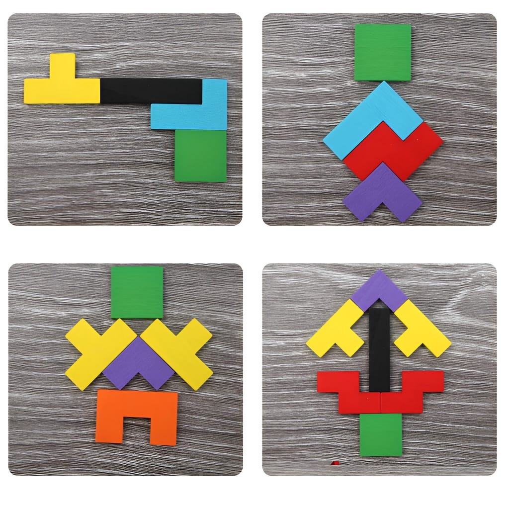 HZ Mainan Puzzle Tetris Russian Tertis Block Toy Mainan Edukasi Anak Wood Intellegence