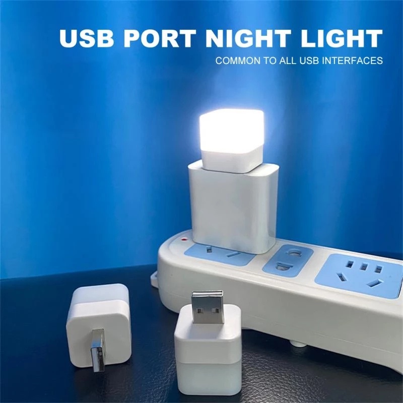 1 Pc Lampu Baca LED Mini Bentuk Kotak Dengan Port USB Dan Power Charging