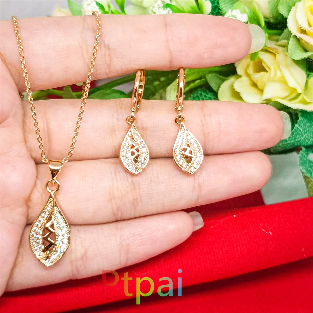 Kalung free Anting Pejantan Emas Asli Kadar Kalung Wanita Fashion Korea Kalung Jewelry