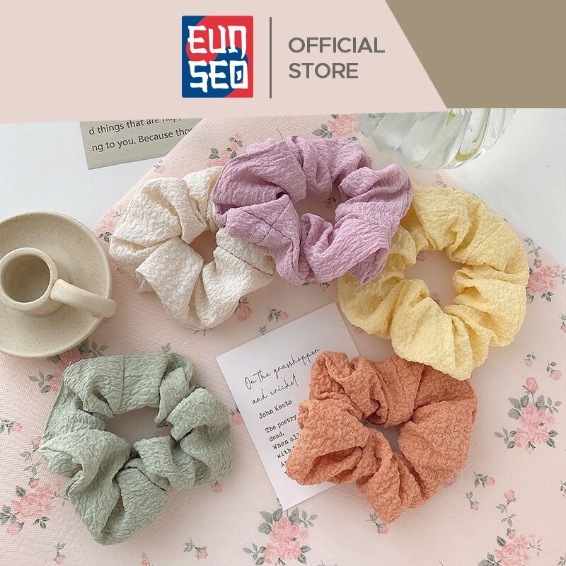 EUNSEO Ikat Rambut Wanita Polos Warna Warni Fashion Korea Scrunchie Kuncir Rambut Import