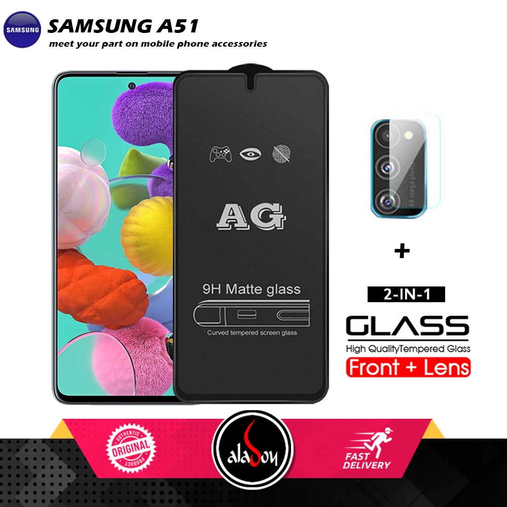 Samsung A51 PAKET 2IN1 Tempered Glass Matte Anti Glare Full Layar dan Tempered Glass Kamera