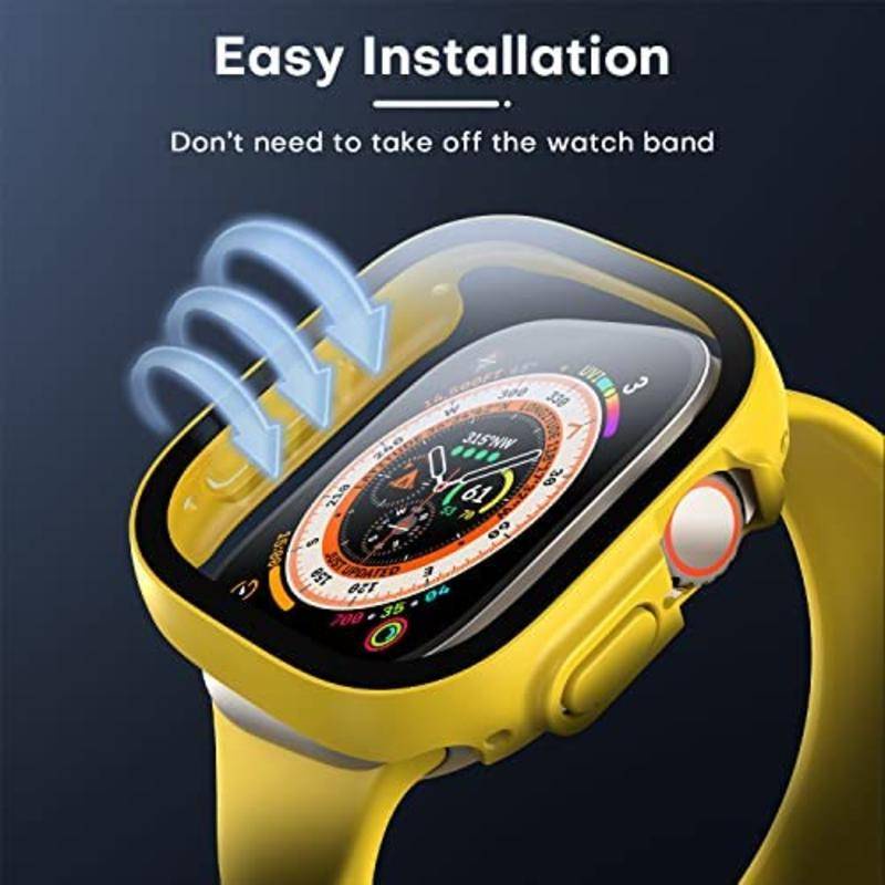 Hard Case Pelindung Layar Tempered Glass 9H Slim Bumper Full Cover Untuk Apple iWatch 49mm