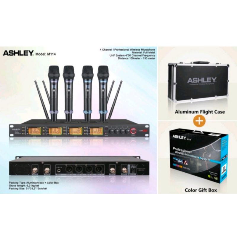 AGEN MIC/MICROPHONE WIRELESS ASHLEY ISI 4 MIC HANDLE PEGANG2 M114