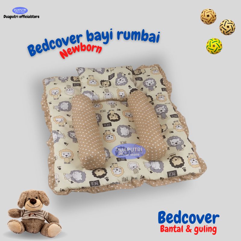 BEDCOVER BAYI RUMBAI / BERCOVER SET BANTAL DAN GULING / BEDCOVER RUMBAI NEWBORN / ALAS TIDUR BAYI / MATRAS TIDUR NEWBORN / SELIMUT BAYI NEWBORN