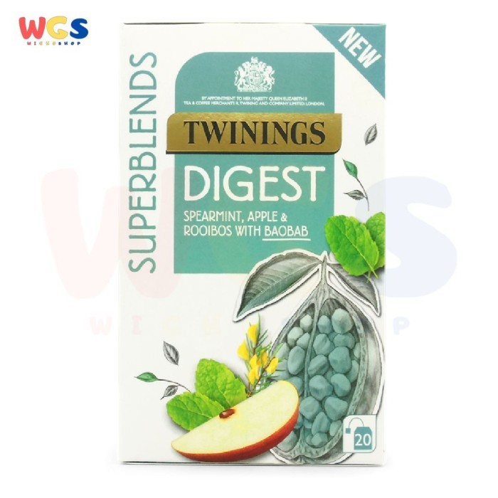 

TWININGS TEA SUPERBLENDS DIGEST SPEARMINT APPLE ROOIBOS BAOBAB 20 BAGS