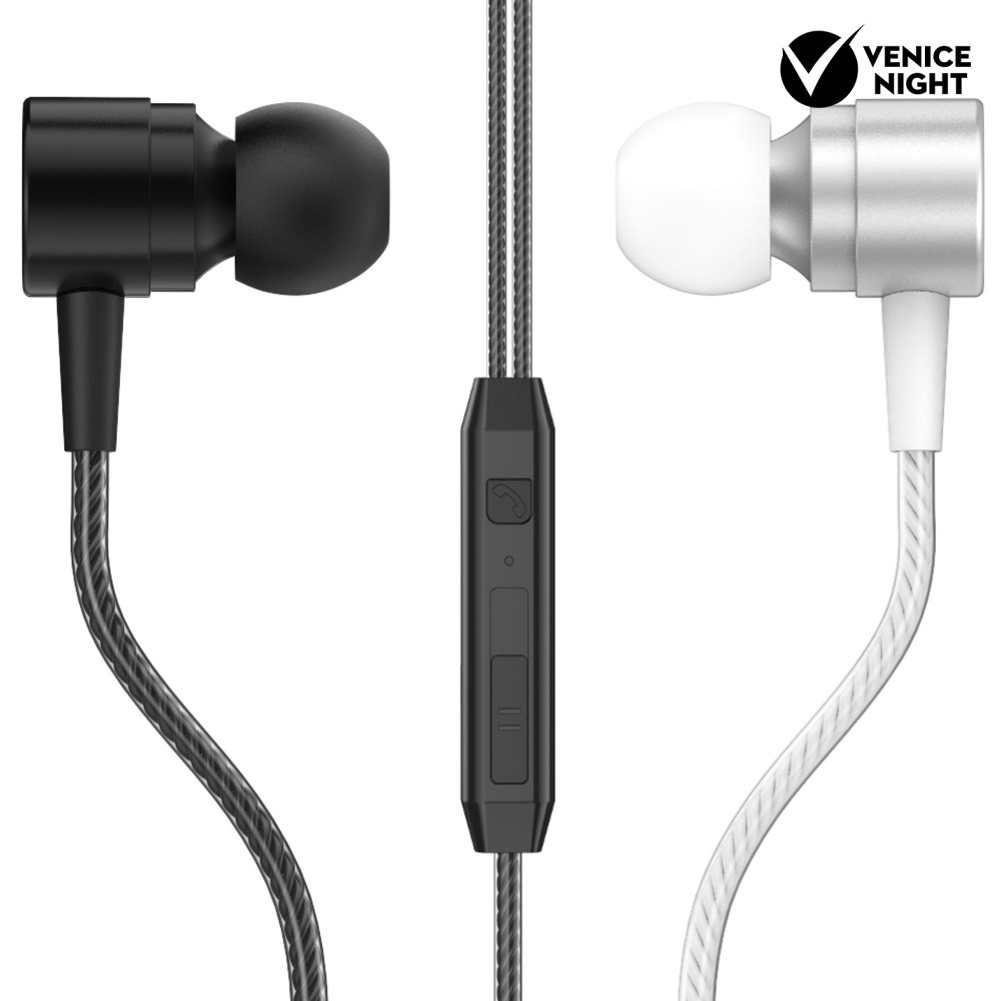 (VNEP) (Berkabel) D1 Stylish 3.5mm In-ear Metal Earphone Stereo Mobile Phone Headset dengan Mic