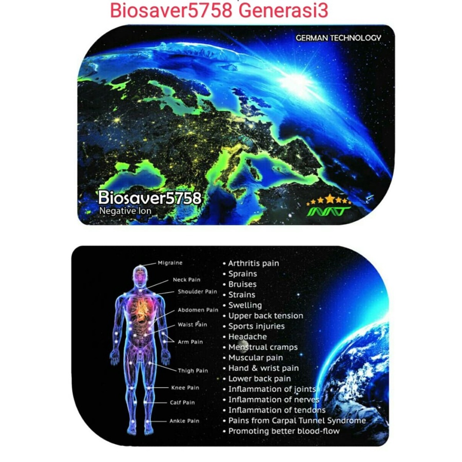 BioSaver Card 5758 memberikan ion negatif terbaik untuk menghilangkan